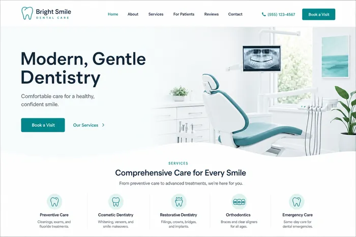 Polished website for a dental practice